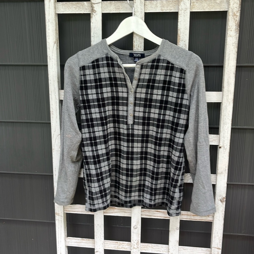 Gray Black Plaid Chaps Women’s Shirt